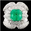 Image 1 : 18K Gold 3.16ct Emerald & 2.95ctw Diamond Ring
