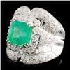 Image 2 : 18K Gold 3.16ct Emerald & 2.95ctw Diamond Ring