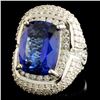 Image 2 : 18K Gold 10.92ct Tanzanite & 3.76ctw Diamond Ring