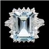 Image 1 : 14K Gold 8.00ct Aquamarine & 1.25ctw Diamond Ring