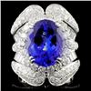 Image 1 : 18K W Gold 6.20ct Tanzanite & 3.43ctw Diamond Ring