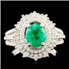 Image 1 : 14K Gold 0.95ct Emerald & 0.82ctw Diamond Ring