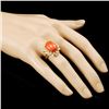 Image 3 : 14K Gold 6.00ct Coral & 0.75ctw Diamond Ring