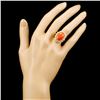 Image 4 : 14K Gold 6.00ct Coral & 0.75ctw Diamond Ring