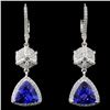 18K Gold 3.84ct Tanzanite & 0.73ct Diamond Earring