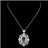Image 1 : 18K Gold 2.90ct Sapphire & 1.56ctw Diamond Pendant