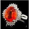 Image 2 : 18K Gold 3.25ct Fire Opal & 0.54ct Diamond Ring