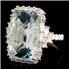 Image 2 : 18K Gold 11.09ct Aquamarine & 1.47ctw Diamond Ring