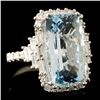 Image 3 : 18K Gold 11.09ct Aquamarine & 1.47ctw Diamond Ring