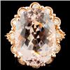 Image 1 : 14K Gold 23.77ct Morganite & 2.10ctw Diamond Ring