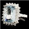 Image 2 : 14K Gold 5.20ct Aquamarine & 1.21ctw Diamond Ring