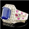 Image 2 : 14K Gold 5.18ct Sapphire & 0.84ctw Diamond Ring