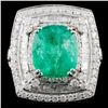 Image 1 : 18K White Gold 3.24ct Emerald & 1.58ctw Diamond Ri