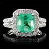Image 1 : 18K White Gold 2.50ct Emerald & 1.03ct Diamond Rin