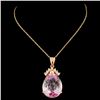 Image 2 : 14K Gold 25.50ct Kunzite & 0.40ctw Diamond Pendant