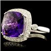 Image 2 : 14K Gold 5.57ct Amethyst & 0.50ctw Diamond Ring