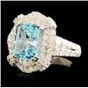 Image 2 : 18K Gold 3.87ct Aquamarine & 1.56ctw Diamond Ring