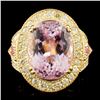 14K Gold 15.88ct Kunzite & 1.86ctw Diamond Ring