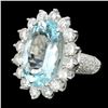 Image 3 : 14K White Gold 8.79ct Paraiba & 3.05ct Diamond Rin