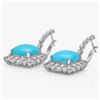 Image 2 : 14K Gold 14.50ct Turquoise & 1.50ct Diamond Earrin