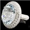 Image 2 : 14K Gold 11.59ct Aquamarine & 2.87ct Diamond Ring