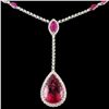 Image 2 : 14K Gold 14.57ct Rubellite & 1.56ct Diam Necklace
