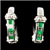 Image 1 : 14K Gold 0.48ct Emerald & 0.32ctw Diamond Earrings
