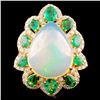 Image 1 : 18K Gold 7.29ct Opal & 0.58ctw Diamond Ring