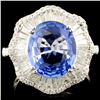Image 1 : 18K Gold 3.81ct Sapphire & 1.18ctw Diamond Ring
