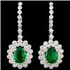 Image 1 : 18K Gold 2.25ct Emerald & 2.28ctw Diamond Earrings