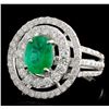 Image 2 : 14K White Gold 1.15ct Emerald & 1.14ct Diamond Rin