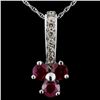 Image 1 : 14K White Gold 1.56ct Ruby & 0.23ct Diamond Pendan