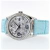 Image 2 : Rolex DateJust Diamond Floral Blue 36MM Wristwatch