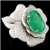 Image 2 : 18K Gold 11.21ct Emerald & 5.52ctw Diamond Ring