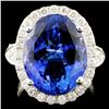 Image 1 : 18K Gold 10.72ct Tanzanite & 0.87ctw Diamond Ring
