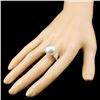 Image 3 : 18K Gold 14.50mm Pearl & 0.71ctw Diamond Ring