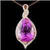 Image 1 : 14K Gold 28.58ct Kunzite & 0.78ctw Diamond Pendant