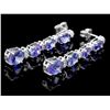 Image 2 : 14k Gold 7.00ct Tanzanite & 0.50ct Diam Earrings