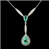 Image 1 : 18K Gold 5.26ct Emerald & 0.59ctw Diamond Necklace