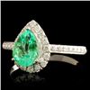 Image 2 : 14K Gold 0.97ct Emerald & 0.29ctw Diamond Ring