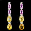 Image 1 : 14K Gold 2.00ct Sapphire & 0.35ctw Diamond Earring
