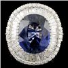 Image 1 : 18K Gold 21.41ct Sapphire & 5.93ctw Diamond Ring