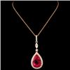 Image 2 : 18K Gold 10.22ct Rubellite & 1.20ctw Diamond Penda