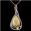 Image 1 : 14K Gold 14.32ct Opal & 1.20ctw Diamond Pendant