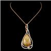 Image 2 : 14K Gold 14.32ct Opal & 1.20ctw Diamond Pendant