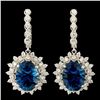 Image 1 : 14K Gold 14.01ct Topaz & 1.86ctw Diamond Earrings