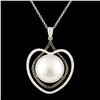 Image 1 : 18K Gold 12.50MM Pearl & 0.49ctw Diamond Pendant