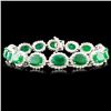 Image 1 : 14K Gold 17.53ct Emerald & 3.60ct Diamond Bracelet