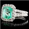 Image 2 : 18K White Gold 2.74ct Emerald & 1.08ct Diamond Rin