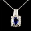 Image 1 : 14K Gold 2.31ct Sapphire & 0.63ctw Diamond Pendant